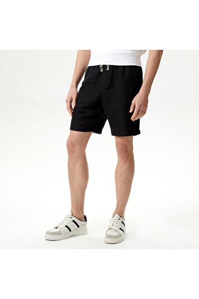 Nautica Erkek Siyah Classic Fit Keten Bermuda