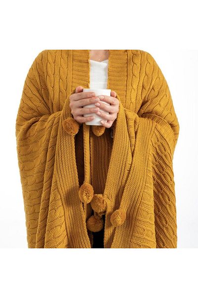 DECORA CASA HOME COLLECTİON Knitwear Braided Tv Blanket - Leg Shawl, Sofa Shawl - 130X170 cm