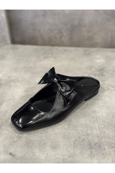 Akalın Akalin Handmade Genuine Leather Bow Slippers