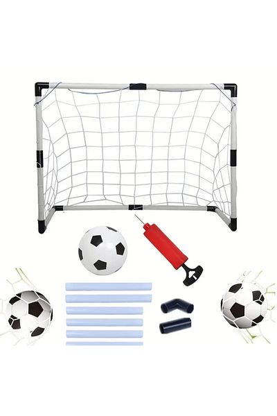 SOLTOY Set of 2 SOLTOY® soccer goals with ball, inflation pump, goal net and fixing hooks