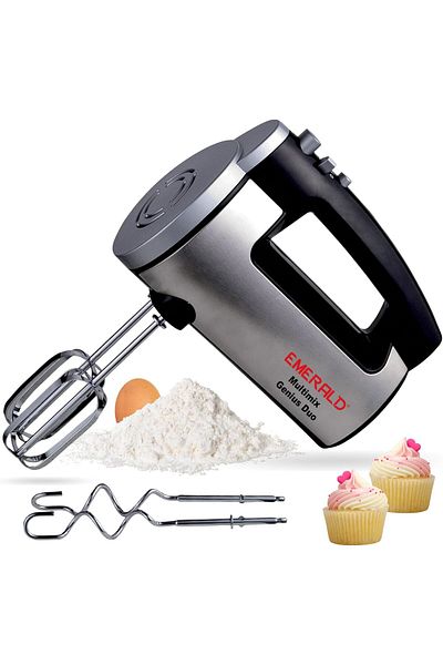EMERALD Hand Mixer 300 Watts, 6 Speed, Pulse Button, Beater & Dough Hooks Included