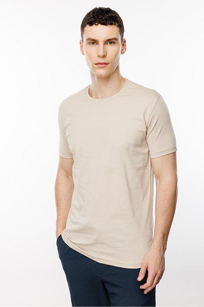 İgs Men's Beige Crew Neck T-Shirt
