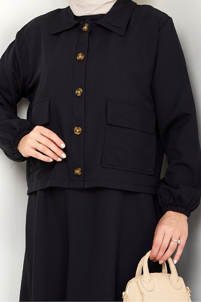 Bestenur Faylin Jacket Dress Double Suit 1565 - Black
