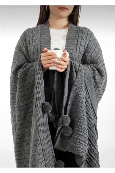 DECORA CASA HOME COLLECTİON Knitwear Braided Tv Blanket - Leg Shawl, Sofa Shawl - 130X170 cm