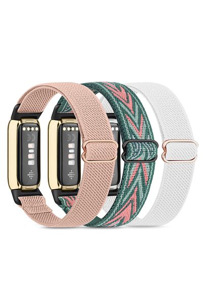 O Ozone Nylon Band For Fitbit Luxe Bands for Women Men - White/Multi/Pink