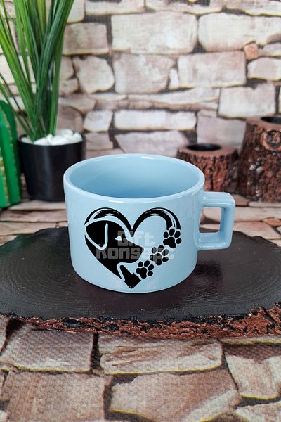 giftkonsept Dog Paw Heart Printed Dog Paw Heart Dog Lover Love Square Cup with Handle Blue Mug Cup