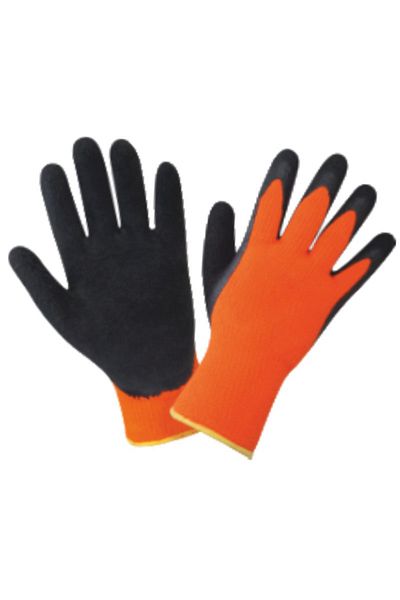 flores Orange and black fur-lined rubber gloves, size XL