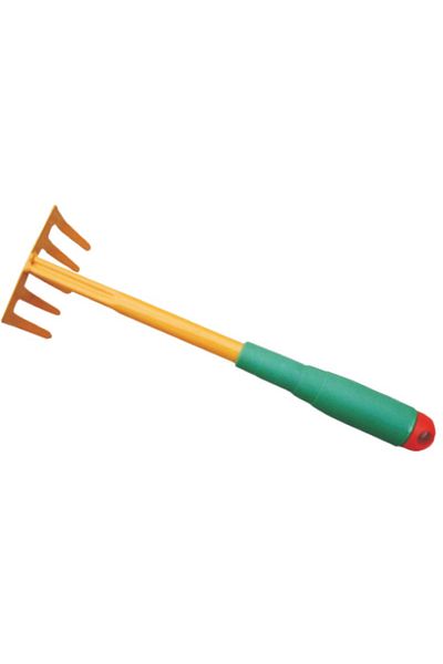 flores Mini rake, 5 tines, green - yellow, 290 mm