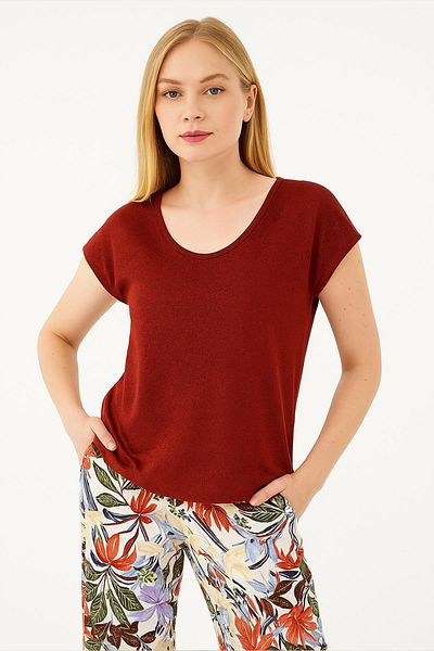 Fashion Friends Bluză cu sclipici cu gât rotund cu potrivire standard BLUZ 25Y0202K1