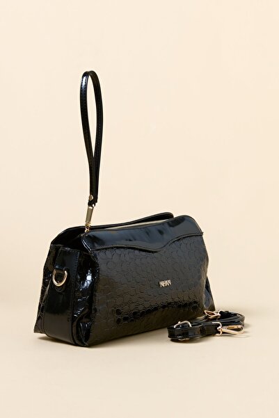 Nihan Çapraz Askılı Çanta Rugan Siyah