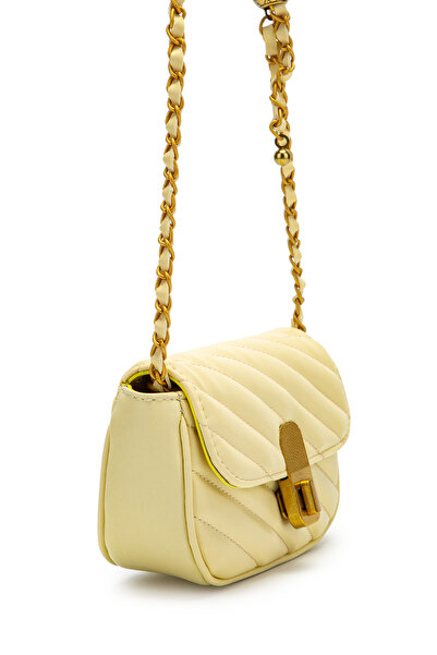 minebag Lock Detailed Faux Leather Women's Crossbody Bag Sheldon Butter Yellow