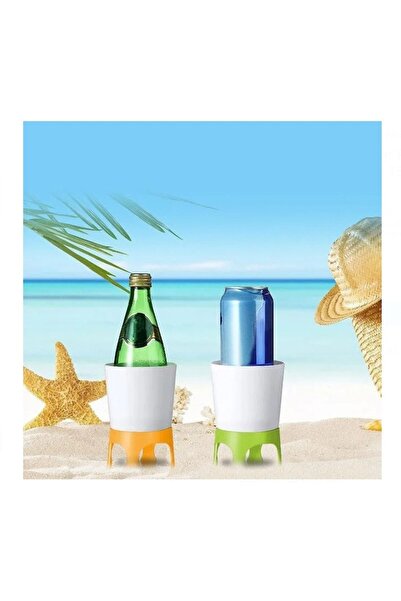 Jumbo Beach Cup Holder with Sand Base and Bottle Cap Opener, 15cm, Green