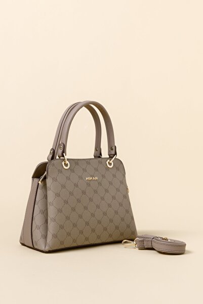 Nihan Metal Aksesuarlı Satchel Çanta Vizon