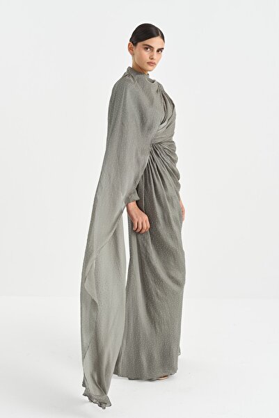 Nihan Yaka Detaylı Elbise Haki