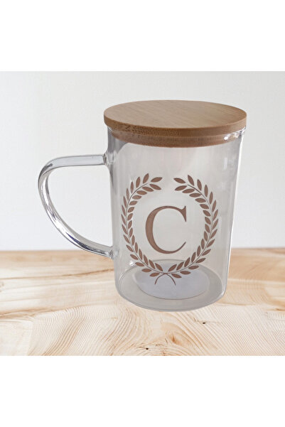 EGE HOME STORE Kişiye Özel Harfli Bardak Gold Yazılı (C ) Harfi