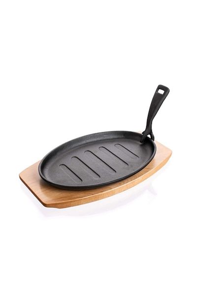 BANQUET Grill Cast Iron with Wooden Support Banquet Grada 27 x 17.5 cm