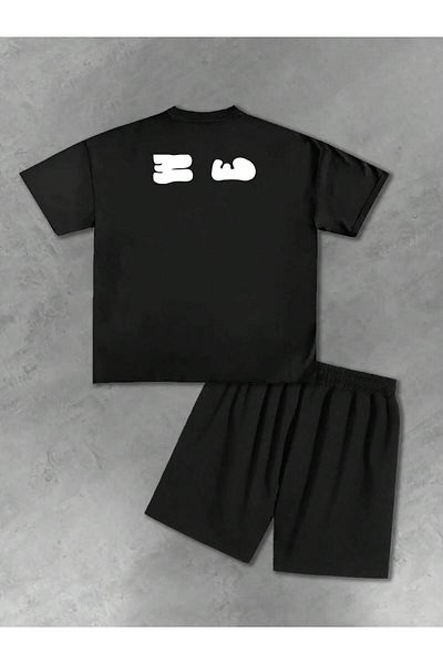 ACTIVE MODA -Men's Cotton Printed Eden Park Tshirt-Shorts Set 2-Pack Oversize Large Size