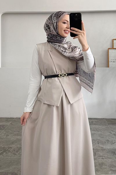 SUWWE Stylish Belted Vest-Skirt Suit