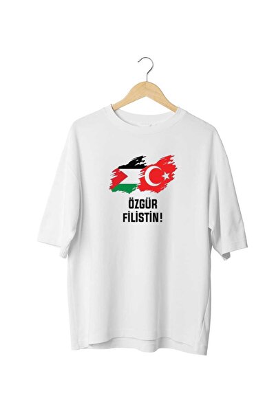 Panda Baskı Tekstil Free Palestine 3 Printed Special Design Oversize Tshirt