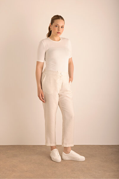 Aker Viscon Linen Trousers with Elastic Waist