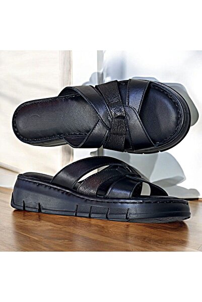 KAFKASLAR AYAKKABI Genuine Leather Full Orthopedic Women's Thick Sole Slippers