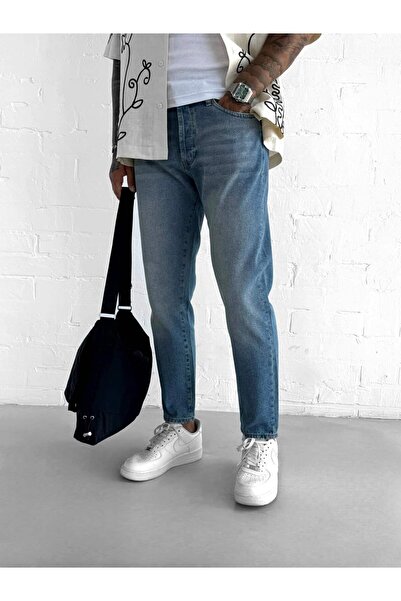 ablukaonline Erkek Boyfriend %100 Pamuk Jean Pantolon Mavi