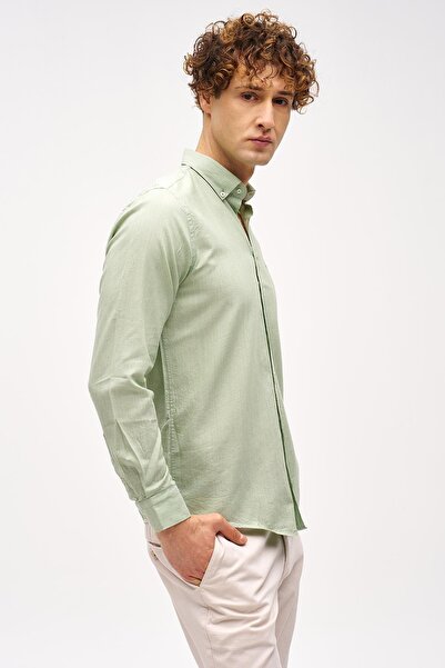 İgs Erkek Yeşil Dynamic Fit Düğmeli Yaka Gömlek