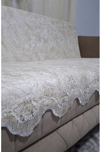 DECORA CASA HOME COLLECTİON Husa de canapea extensibila anti-alunecare din catifea din burete cu vene din dantela