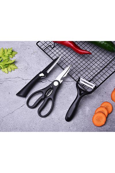 Everrich Mastercook 6 Piece Kitchen Set - 4 Premium Knives, Peeler & Multifunctional Scissors