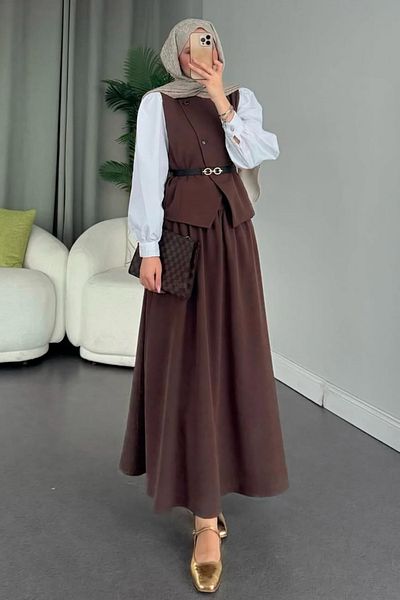 SUWWE Stylish Belted Vest-Skirt Suit