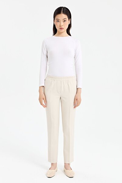 Nihan Beli Lastikli Havuç Pantolon Taş