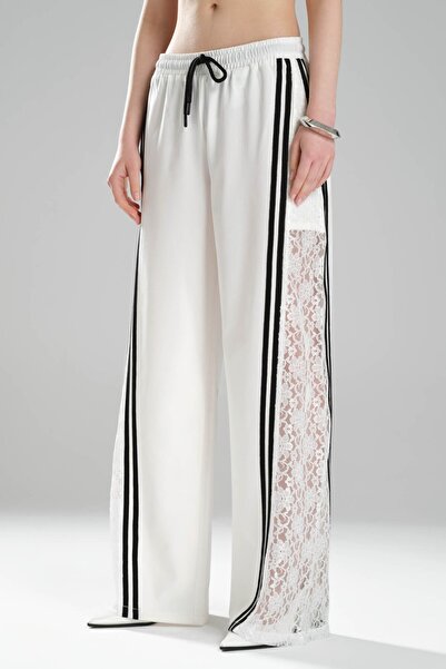 tw3 Women's Side Lace Detailed Design Wide Leg Trousers