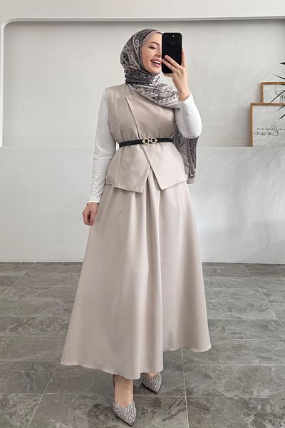 SUWWE Stylish Belted Vest-Skirt Suit