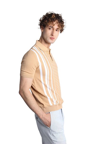 İgs Чоловічий бежевий поло з коротким рукавом