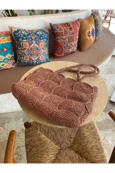 DisaAtölye Round Motif Straw Bag, Handmade