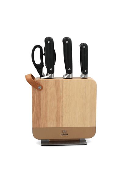 Parfait High Quality Kitchen Knife Set with Wooden Stand Multicolor