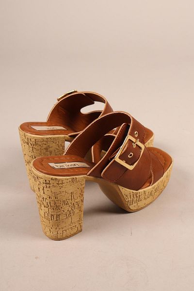 Birikon Roni̇ka Platform Heeled Slippers Taba