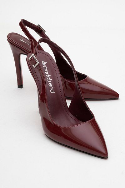 CCWAY AYAKKABI Women's Stiletto Shoes Claret Red Patent Leather