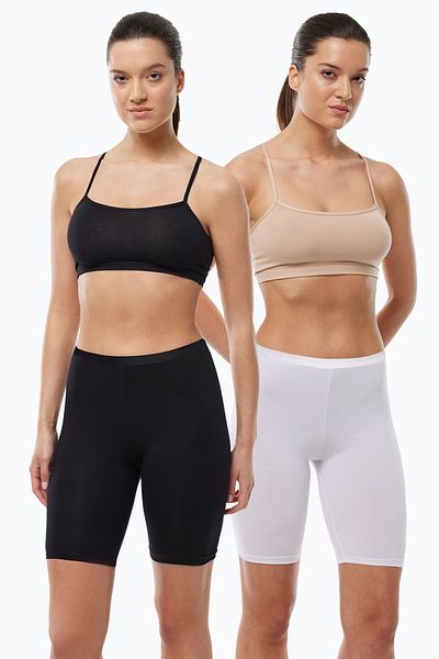 Malabadi Leggings de damă, 2 bucăți, negru, alb, fără urme, modal, cu talie înaltă 2M113