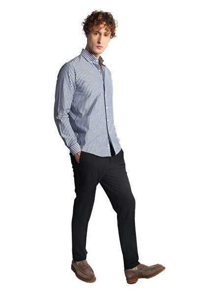 İgs Чоловіча сорочка темно-синя з динамічним коміром на ґудзиках