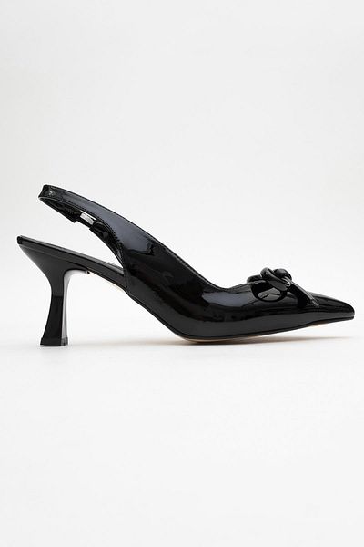 CCWAY AYAKKABI Women's High Heel Shoes Black Patent Leather
