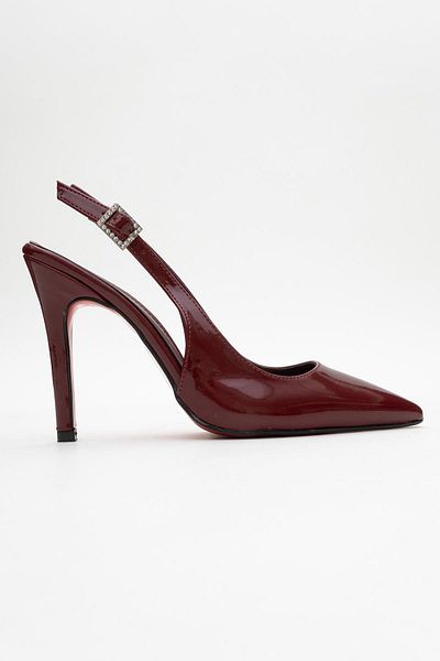 CCWAY AYAKKABI Women's Stiletto Shoes Claret Red Patent Leather