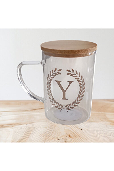 EGE HOME STORE Kişiye Özel Harfli Bardak Gold Yazılı (Y) Harfi