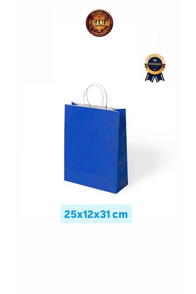 figanlar ambalaj 1St Quality 5Pcs 25X12X31Cm Kraft Quality Twist Handle Saks Blue Carton Bag/Paper Gift Bag