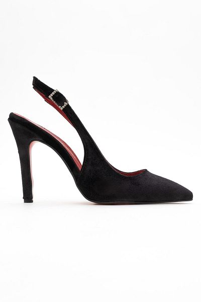 CCWAY AYAKKABI Women's Stiletto Shoes Black Velvet