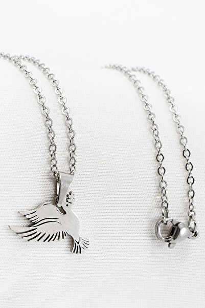 biuti قلادة من الفولاذ المقاوم للصدأ باللون الفضي ورمز السلام على شكل عشاقر ا...