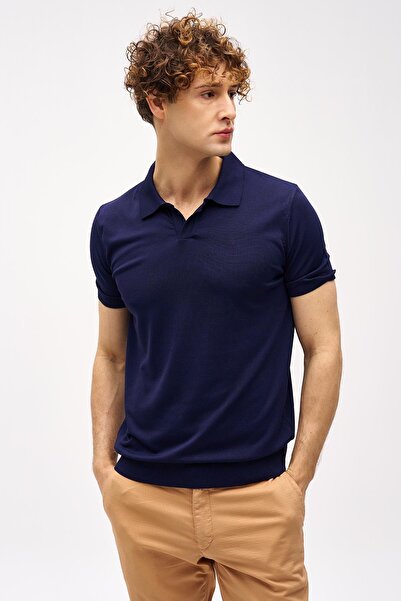 İgs Синій Slim Fit вузький крій, поло-комір, прямий, короткий рукав, трикотажна футболка