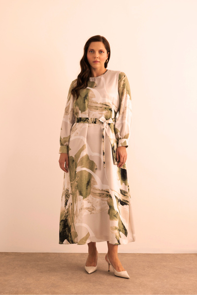 Aker Yaprak Desenli Elbise