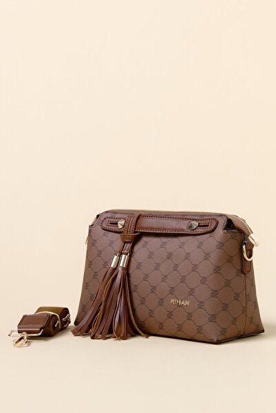 Nihan Dokulu Çapraz Askılı Çanta Taba