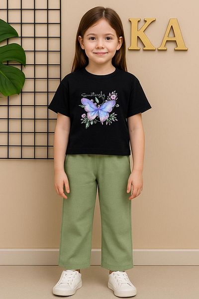 ÖRZİKİDS Summer Short-Sleeved Combed Cotton Pocket Pants Double Suit